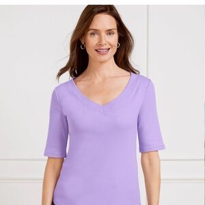 Talbots Light Purple V-Neck Short Sleeve Top